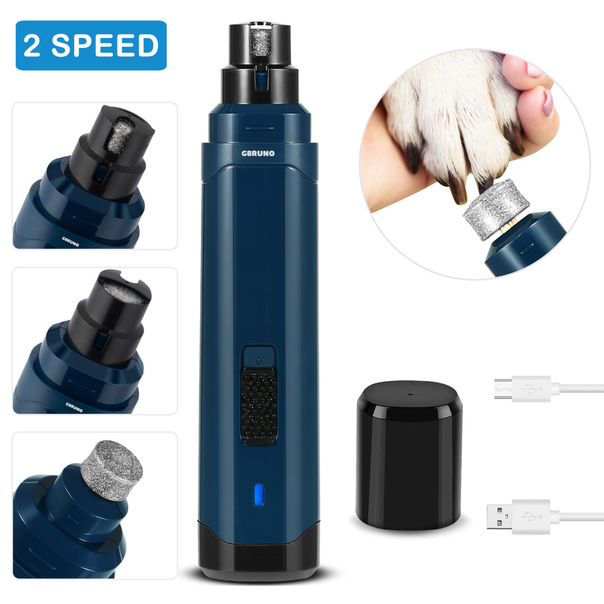 Quiet 2 Speed Rechargeable Nail Grinder and Trimmer.