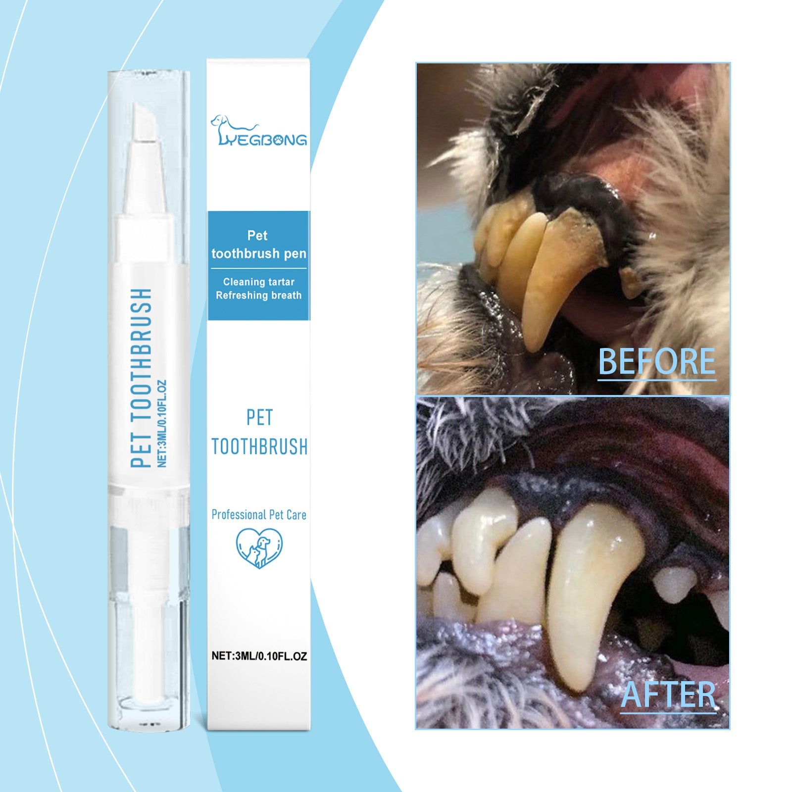 Pet Toothbrush and Cleaning Pen for Dogs.