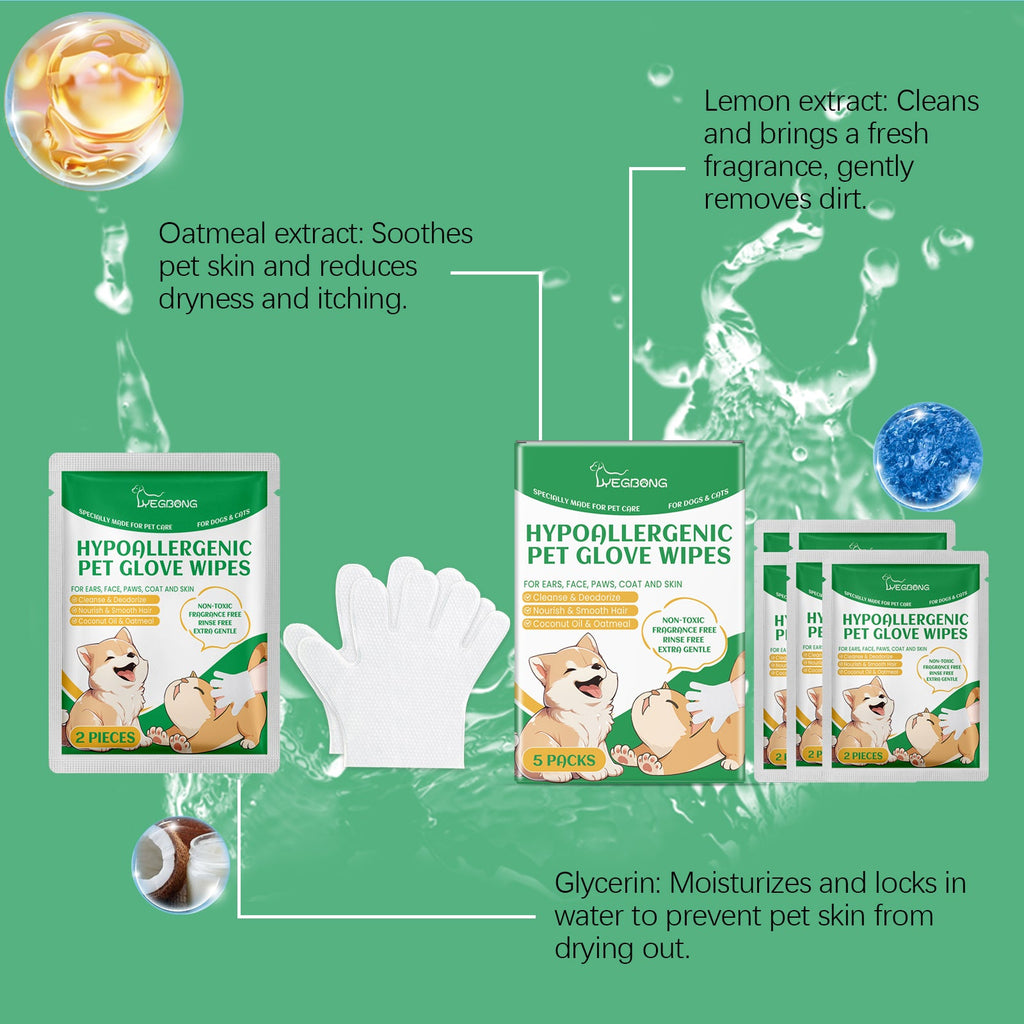Disposable Gentle Cleaning Glove Wipes for Dogs and Cats.