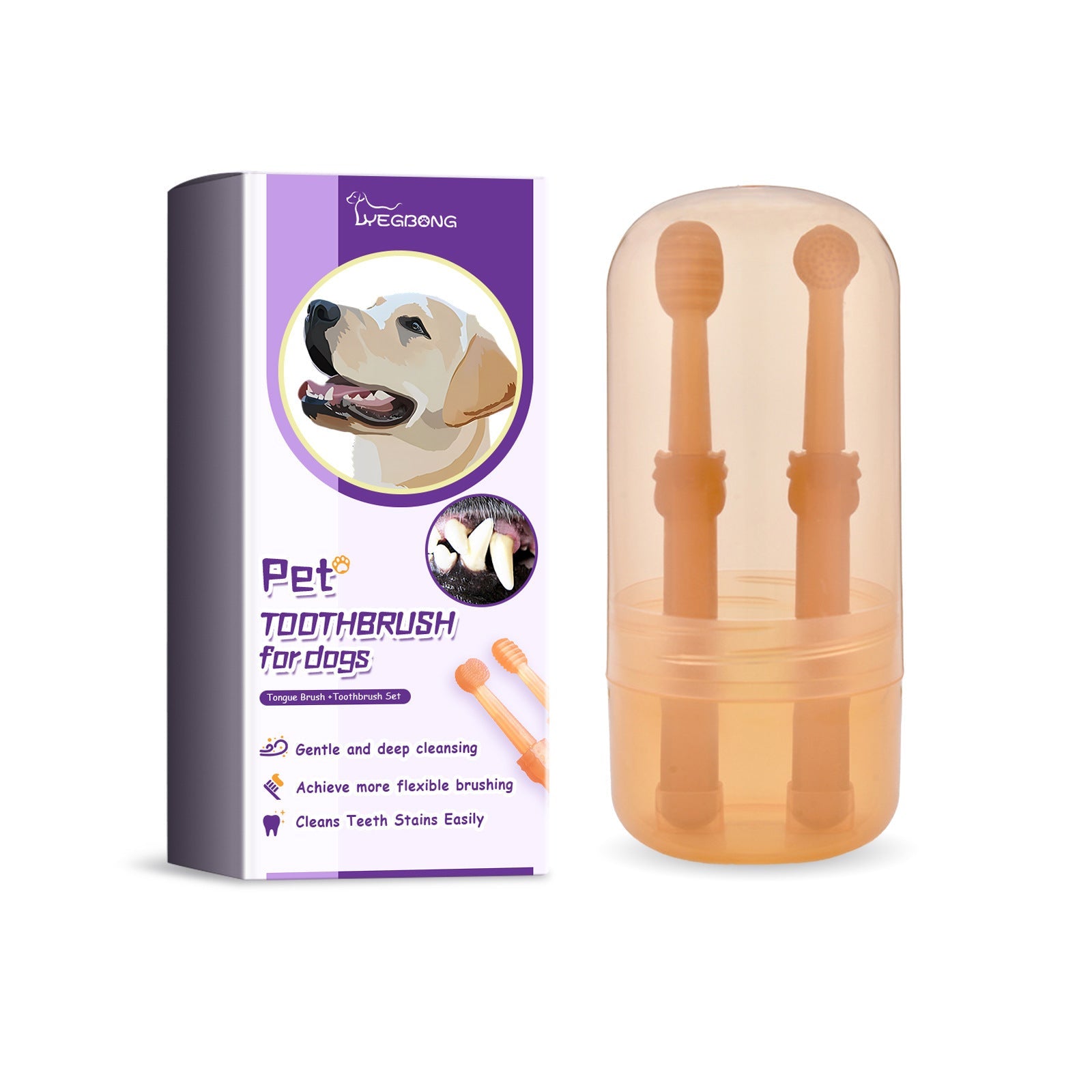 Flexible Silicone Pet Toothbrush for Dogs and Cats.