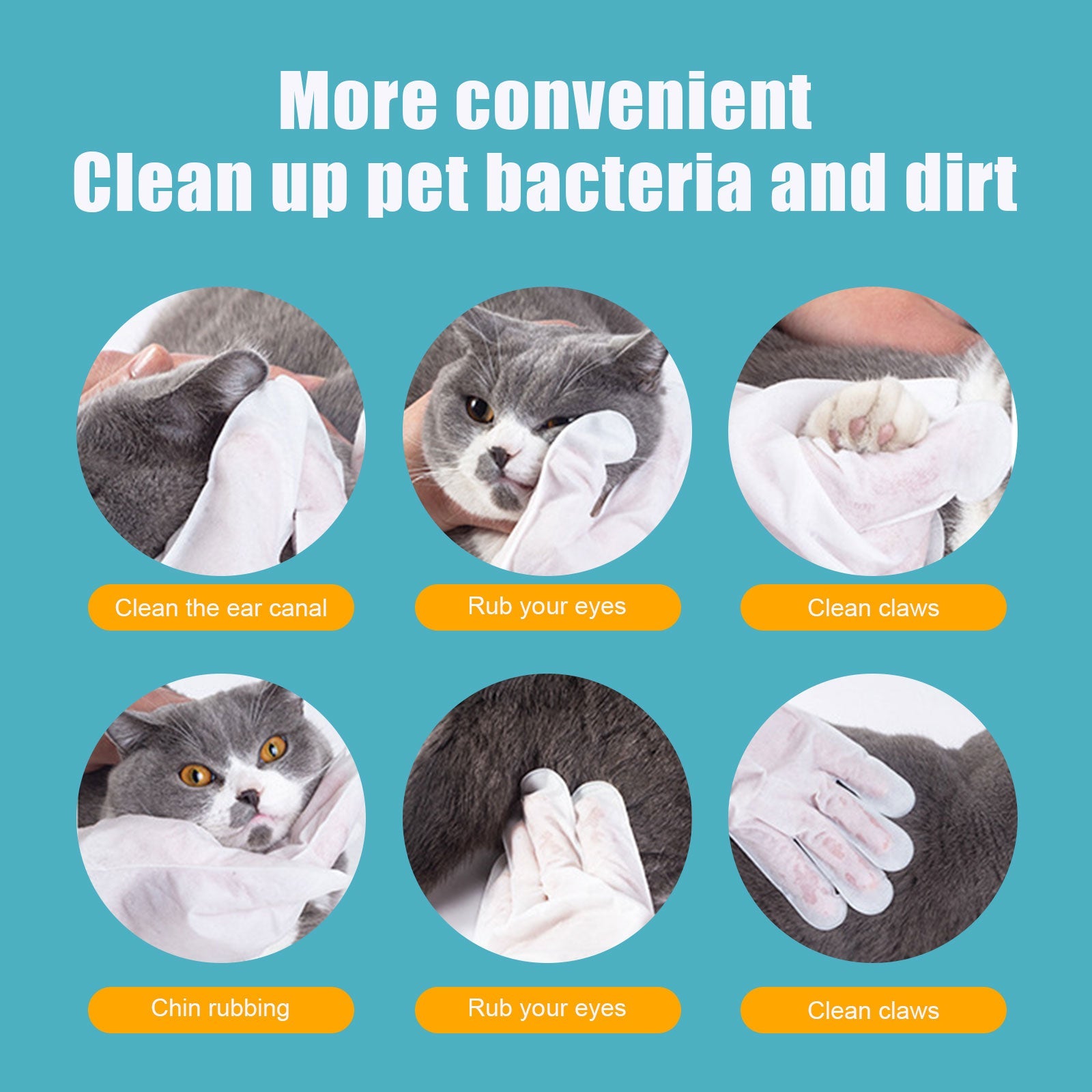 No-Bath No-Wash Non-Woven Gloves for Dogs and Cats.