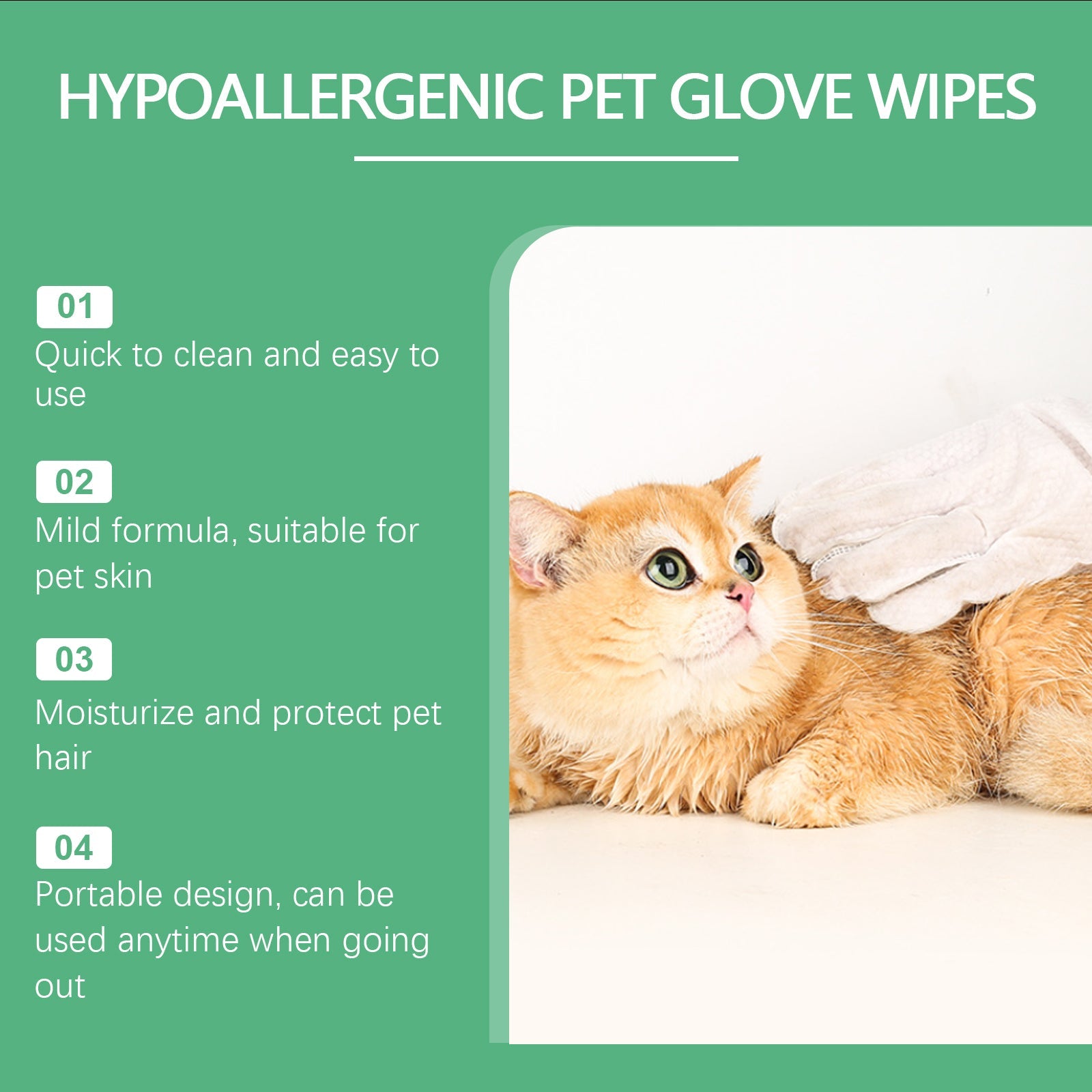 Disposable Gentle Cleaning Glove Wipes for Dogs and Cats.