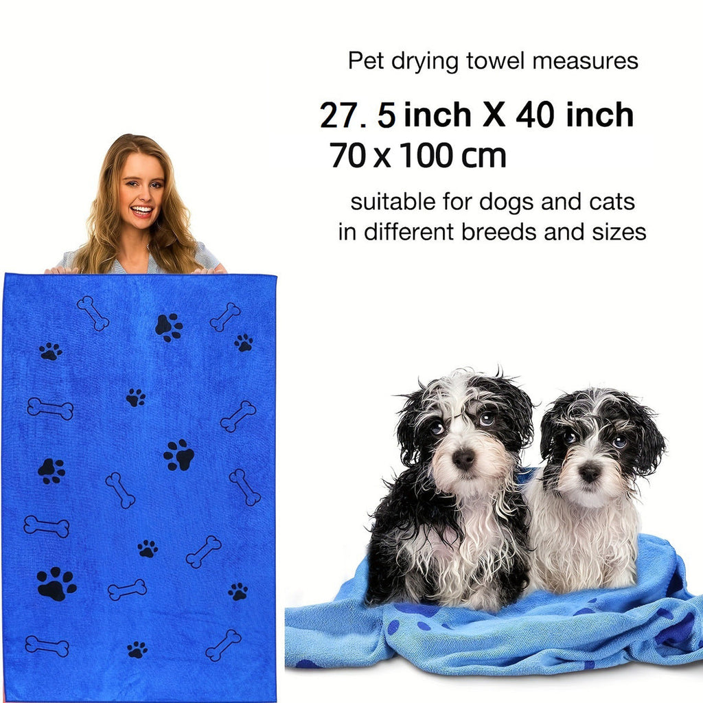 Pet bath towel quick drying and absorbent for dogs and cats bath towel soft and quick drying pet supplies.