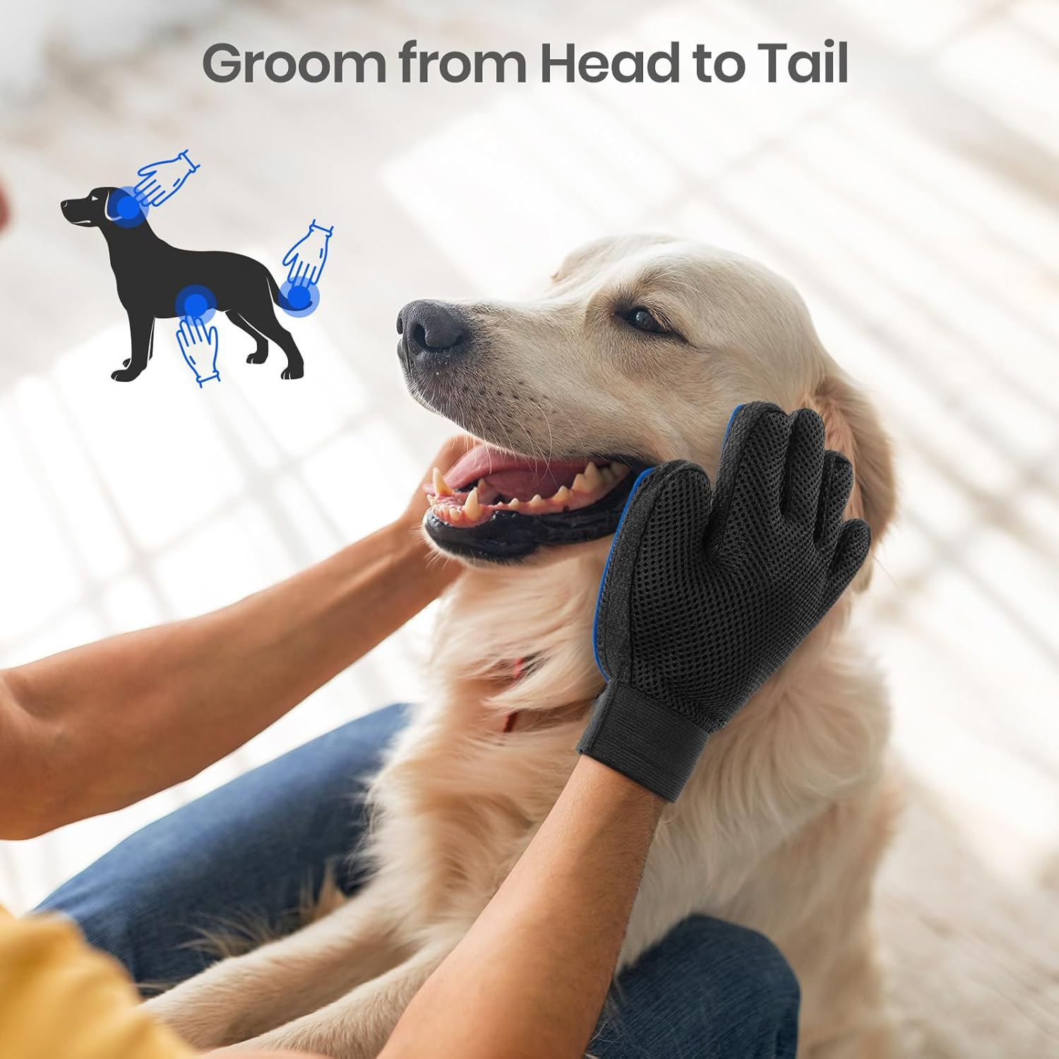 De-shedding Hair Remover Brush Mitt Tool.