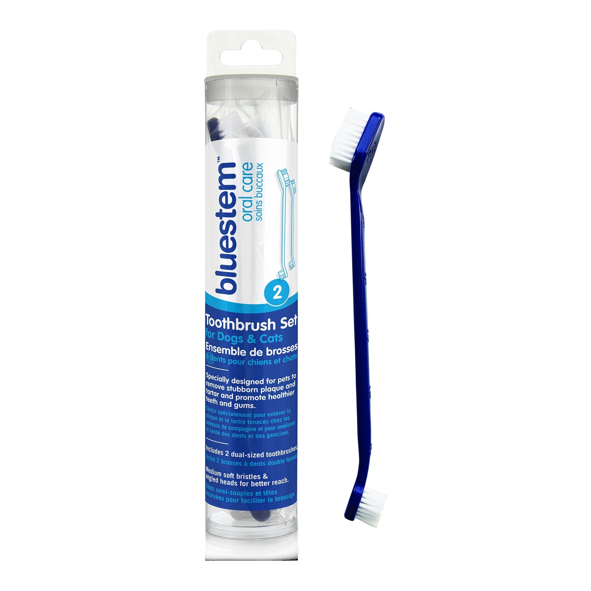 2-Pack Soft Bristle Dual-Ended Pet Toothbrush for Dogs and Cats.