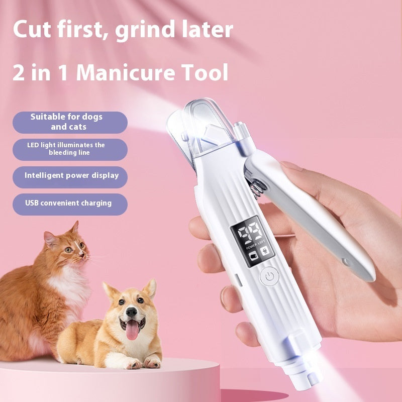 2 in 1 Manicure Tool with LED Light for Dogs and Cats.