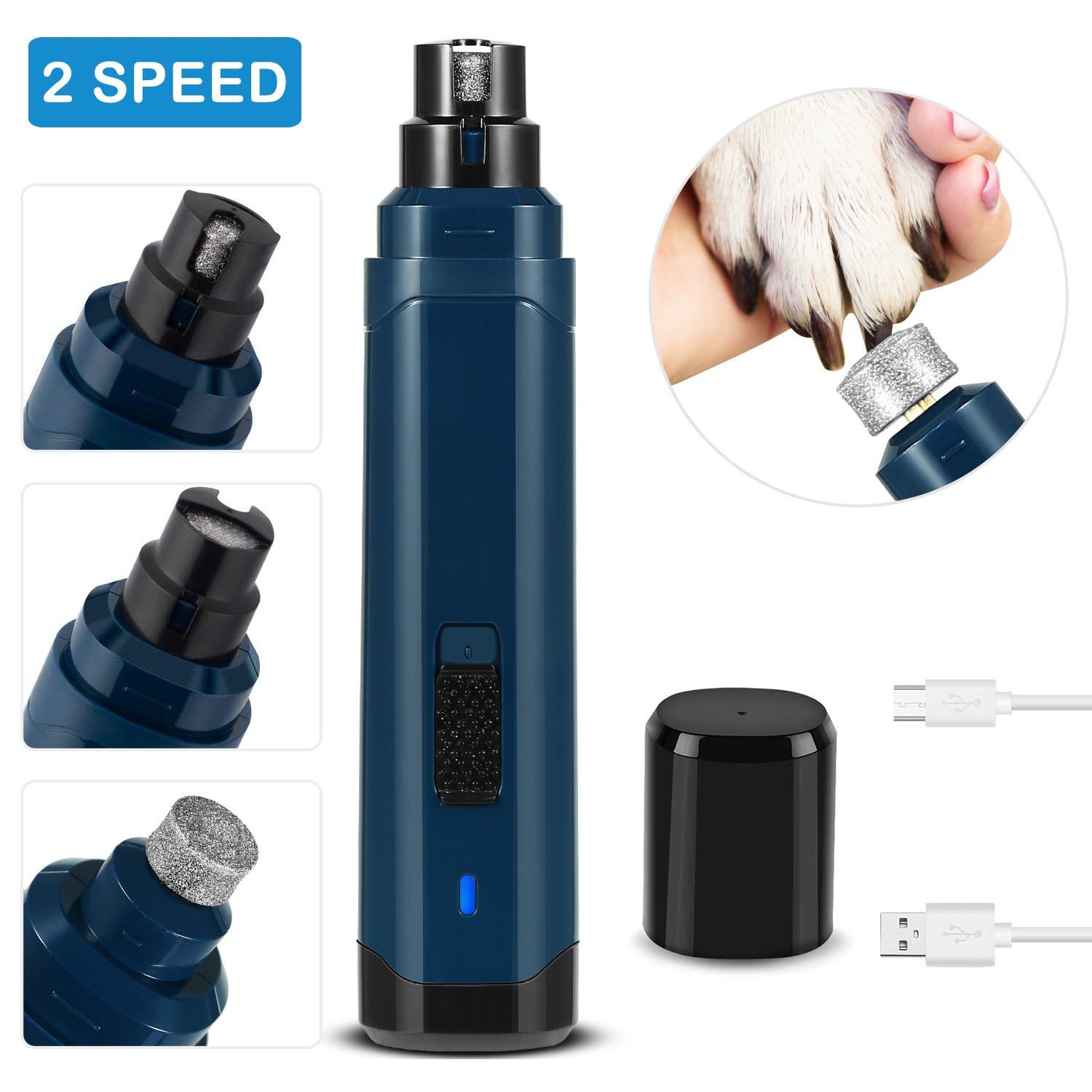 Quiet 2 Speed Rechargeable Nail Grinder and Trimmer.