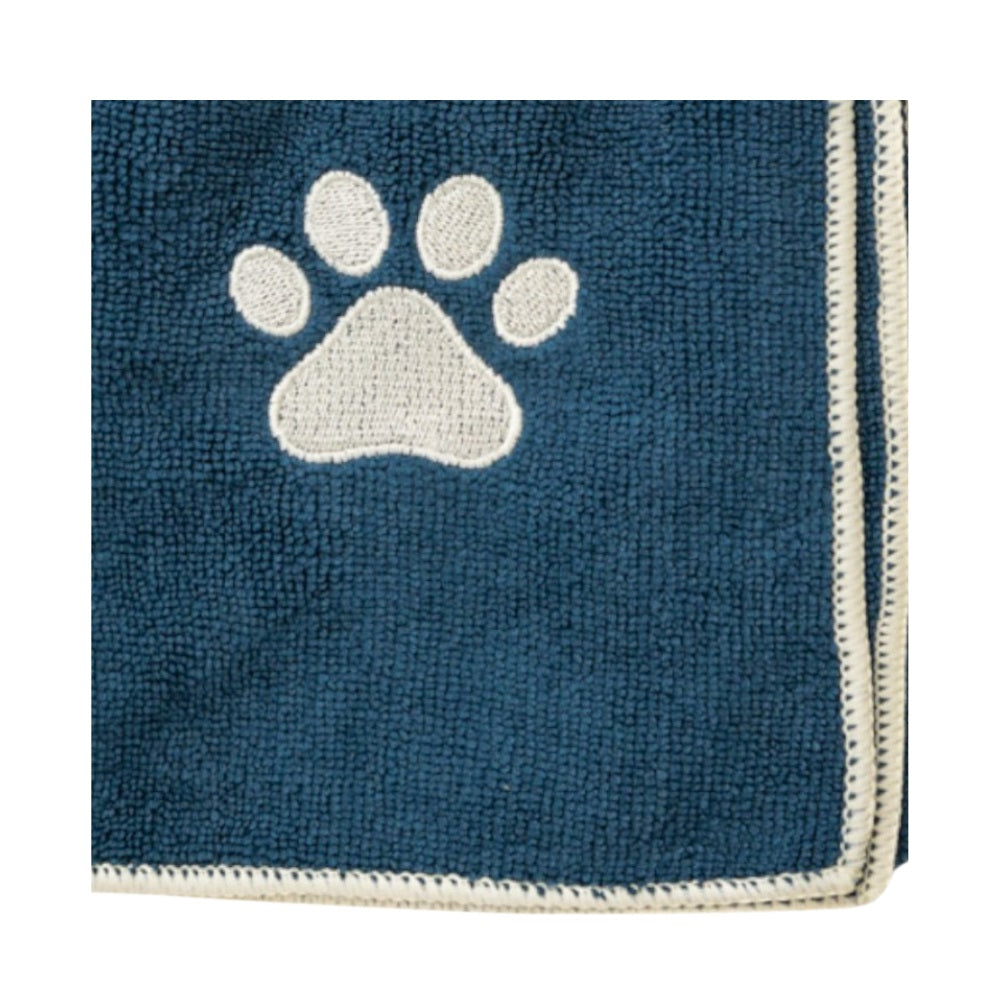 Large Microfiber Bathing Towel with Embroidered Paw Print.