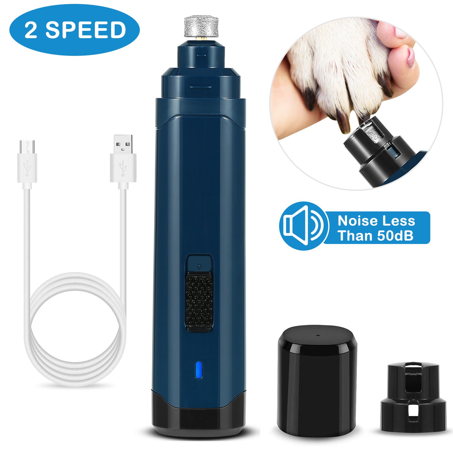 Quiet 2 Speed Rechargeable Nail Grinder and Trimmer.